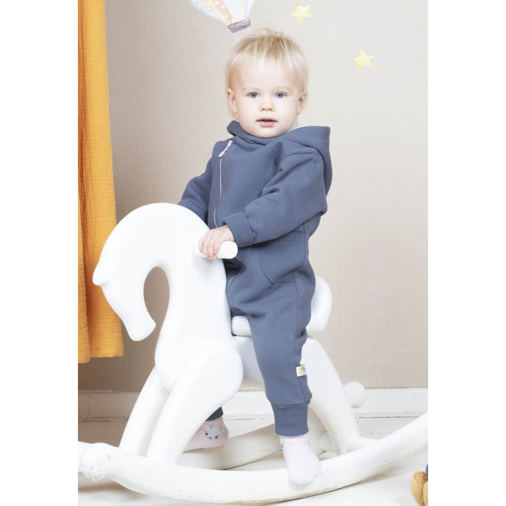 Комбинезон из футера с начесом "Стрит плюс", Индиго