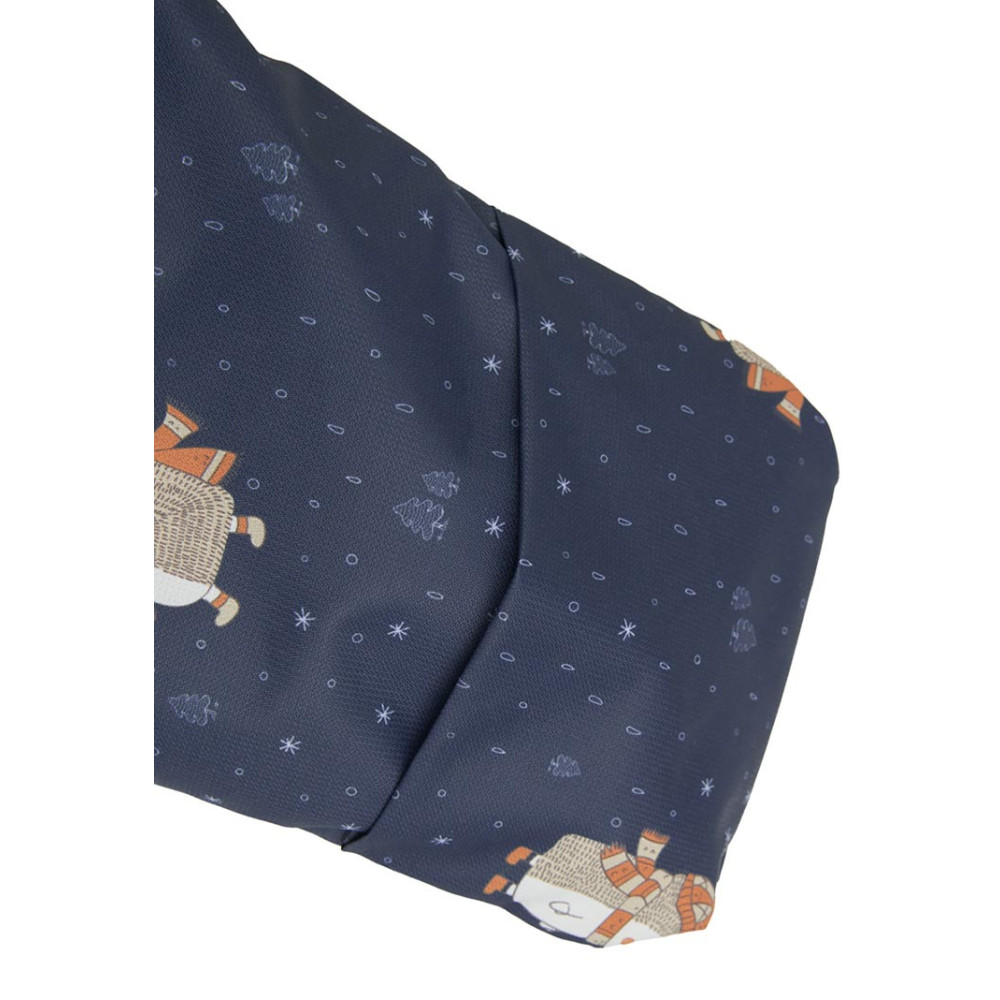 Меховой конверт-комбинезон с ручками "Ежики", Синий