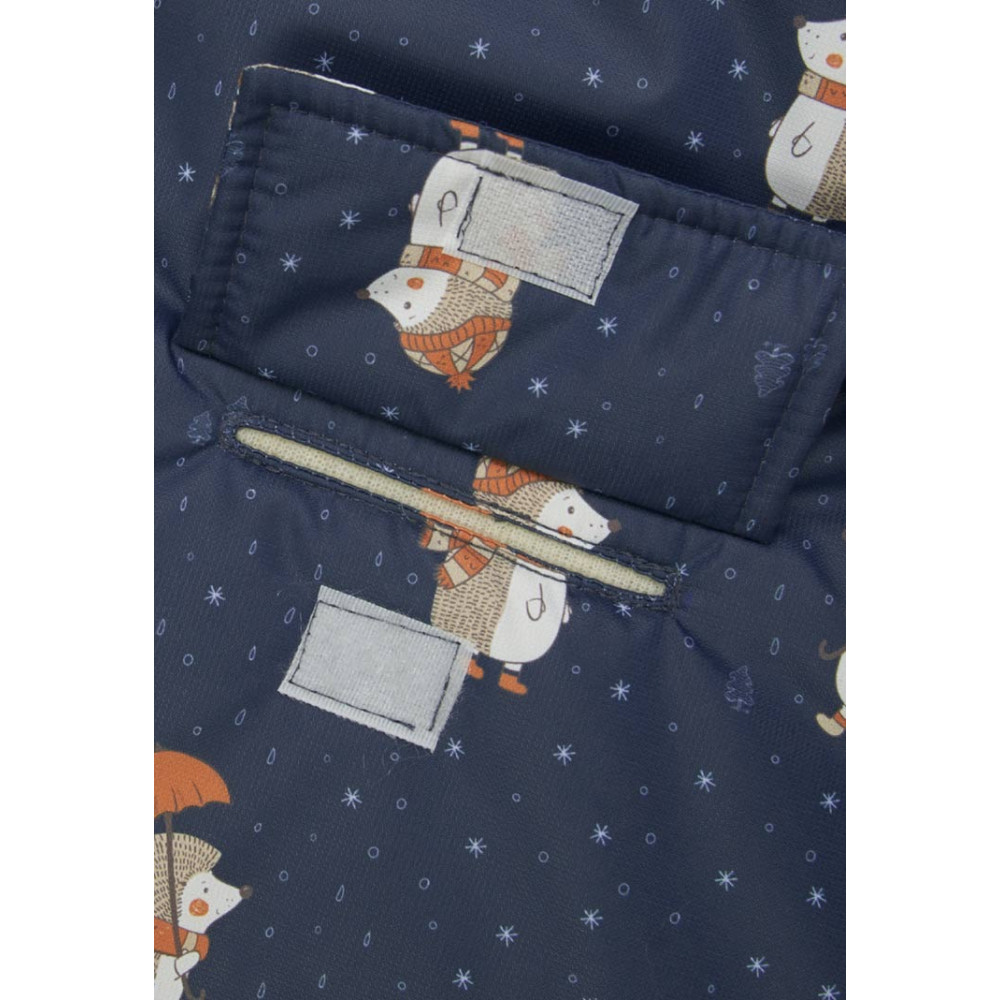 Меховой конверт-комбинезон с ручками "Ежики", Синий