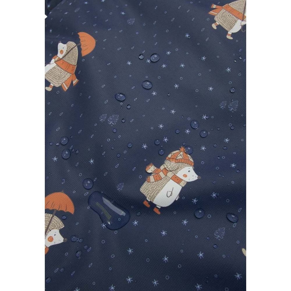 Меховой конверт-комбинезон с ручками "Ежики", Синий