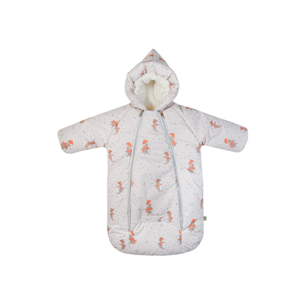 Зимний конверт-комбинезон на овчине для новорожденного "Ежики", Бежевый