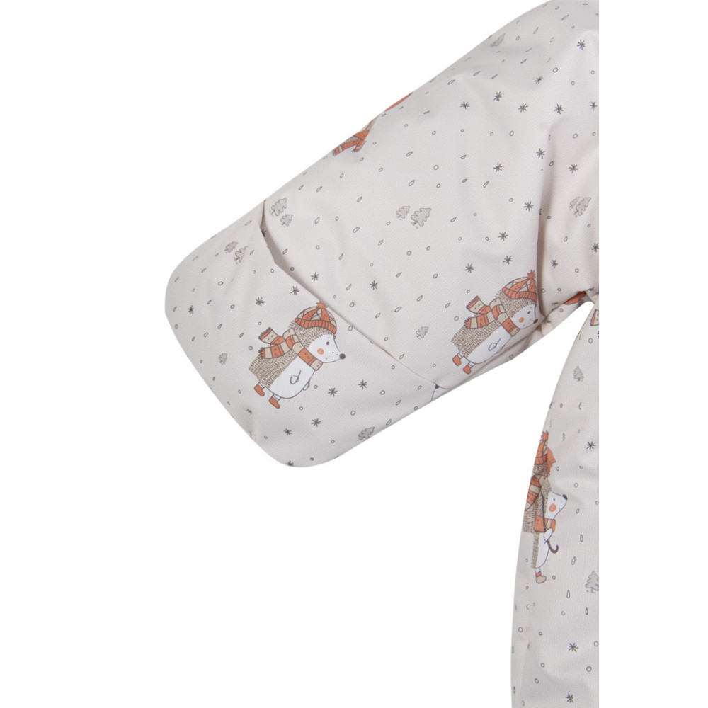 Зимний конверт-комбинезон на овчине для новорожденного "Ежики", Бежевый