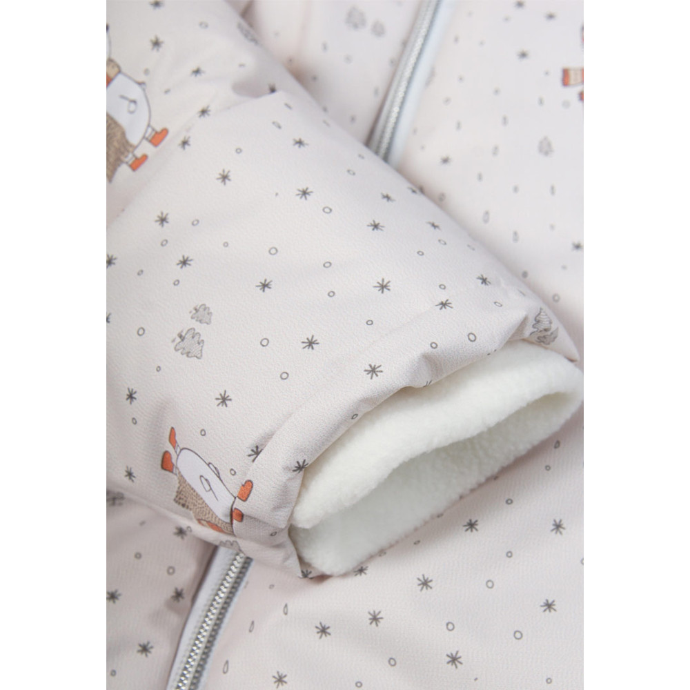 Зимний конверт-комбинезон на овчине для новорожденного "Ежики", Бежевый