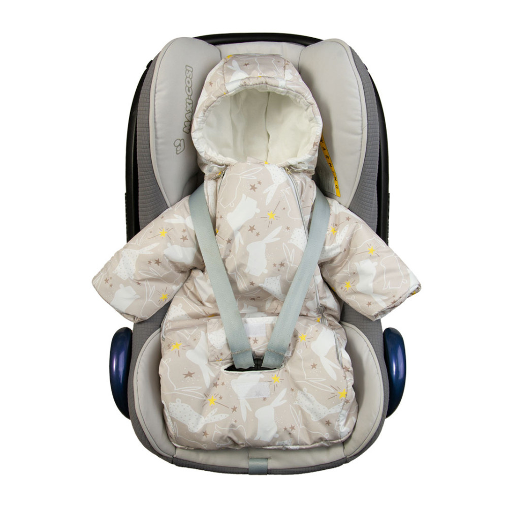 Конверт-комбинезон для новорожденного "Зайцы", бежевый