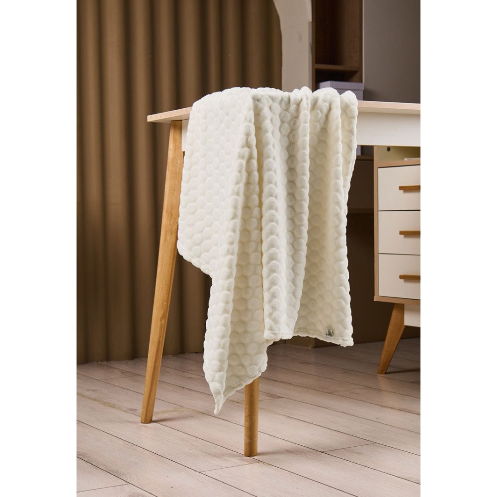 Плюшевый плед "Кружочки", Молочный