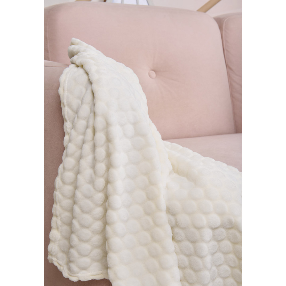 Плюшевый плед "Кружочки", Молочный