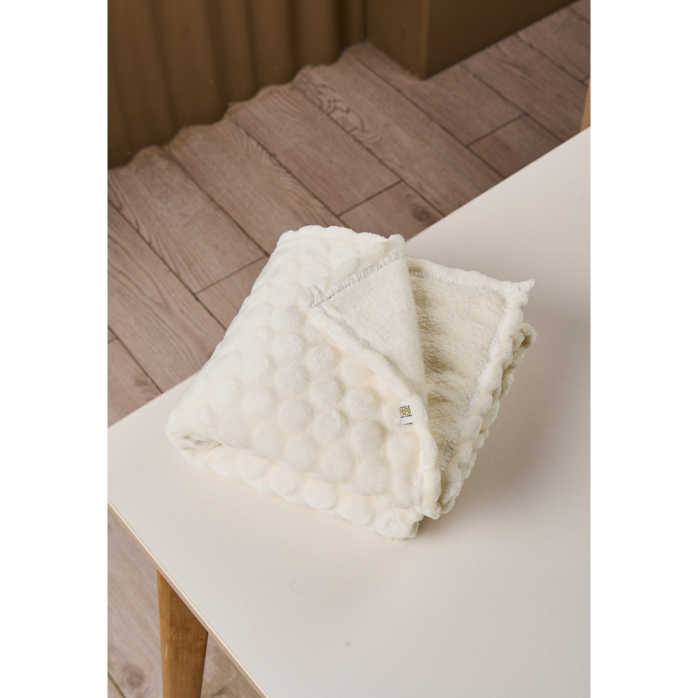 Плюшевый плед "Кружочки", Молочный