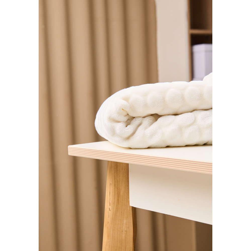 Плюшевый плед "Кружочки", Молочный