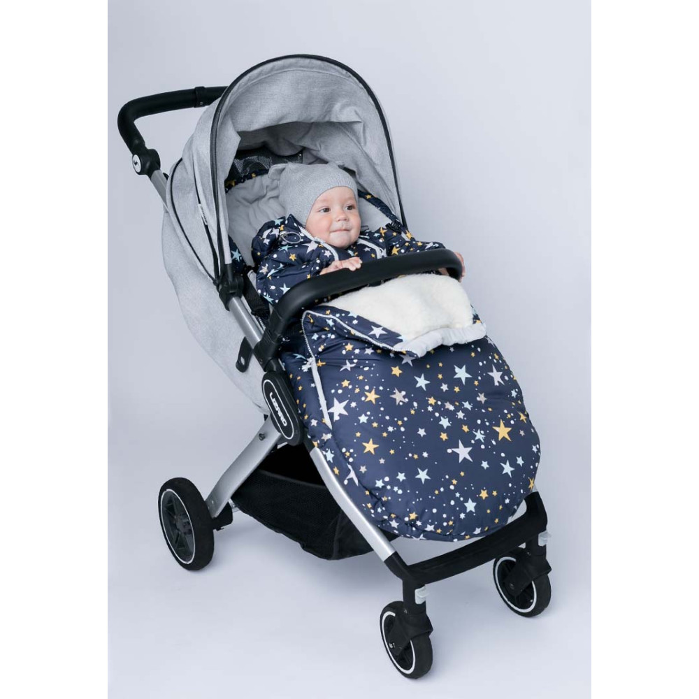 Меховой конверт в коляску "Орион", синий